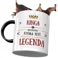 Kubki - Kubek Czarny Dla Kingi Koleżanki na Prezent z Nadrukiem ze Zdjęciem + Opakowanie na prezent (wzór 03) - miniaturka - grafika 1