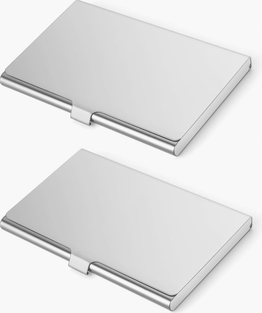 WIZYTNIK 2 SZTUKI 9X6CM STALOWY ETUI SMUKŁY POJEMNY NOWOCZESNY BIZNES