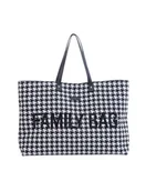 Torby i organizery dla mam - Childhome Torba Family Bag czarna-biała pepitka - miniaturka - grafika 1