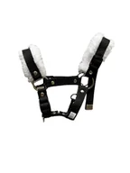 Maskotki i pluszaki - Regulowany czarny kantar z futerkiem dla Hobby Horse - miniaturka - grafika 1