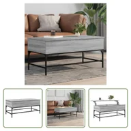 Ławy i stoliki kawowe - The Living Store Stolik kawowy szary Sonoma 100x50x45 cm Materiał drewnopochodny i metal - miniaturka - grafika 1