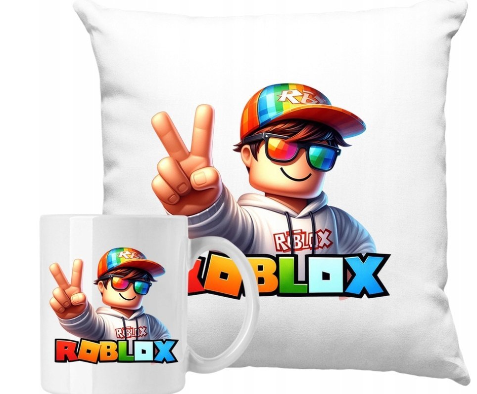 ZESTAW PODUSZKA + KUBEK Ludzik Roblox Nadruk Kolorowy Pomysł Na Prezent #2