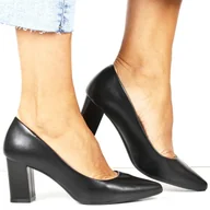 Czółenka - DAMSKIE CZÓŁENKA NA SŁUPKU SERGIO LEONE PB414 CZARNE MATOWE - miniaturka - grafika 1