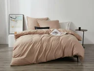 Pościel - Pościel satyna bawełniana Queen Premium 220x200 biała ze złotą lamówką - miniaturka - grafika 1