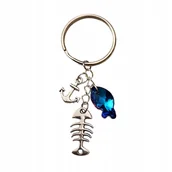 Breloki - Breloczek Niebieska Ryba Kotwica Brelok Rybaka dla Taty Wędkarza Kółko - miniaturka - grafika 1