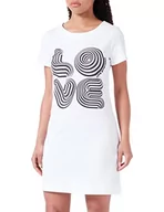 Sukienki - Love Moschino Damska sukienka z krótkim rękawem, trapezowa, biała, rozmiar 42, optical white, 42 - miniaturka - grafika 1