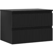 Szafki łazienkowe - Mexen Rivel szafka łazienkowa podumywalkowa 70 cm z blatem, 2 szuflady, ryflowana , czarna mat - 91A20-07047-2-BFFC71 - miniaturka - grafika 1