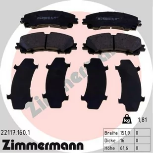 Klocki hamulcowe - komplet ZIMMERMANN 22117.160.1 - Klocki hamulcowe - miniaturka - grafika 1