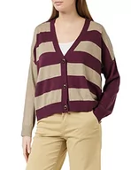 Swetry damskie - United Colors of Benetton Sweter damski kardigan, Wielobarwny fioletowy i beżowy 92e, S - miniaturka - grafika 1