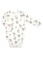 Body dla niemowląt - Dziewczęce Body bawełniane długi rękaw Wisienki kremowy, Nicol,r.86 - miniaturka - grafika 1