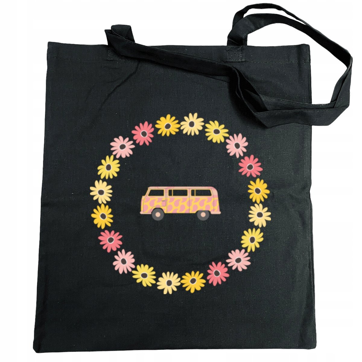 Torba na zakupy kolorowy nadruk KWIATY Van Retro