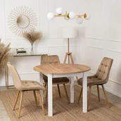 Stoły - Stół Okrągły Rozkładany HARRY 102-142 cm Dąb craft/Biały Nowoczesny - miniaturka - grafika 1