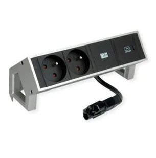 BACHMANN DESK2 2xUTE 1xUSB C 30W 0.2m GST18 INOX - Gniazdka elektryczne - miniaturka - grafika 1
