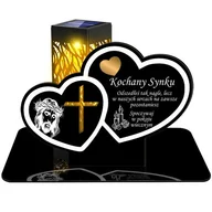 Lampiony i znicze - ZNICZ SOLARNY LED WIECZNY PODSTAWKA NA CMENTARZ GRÓB lampka Serce 3D DLA SYNA - miniaturka - grafika 1
