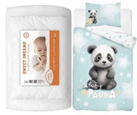 Pościel dla dzieci - Komplet do łóżeczka kołdra pościel podusia 100x135 panda niebieska - miniaturka - grafika 1