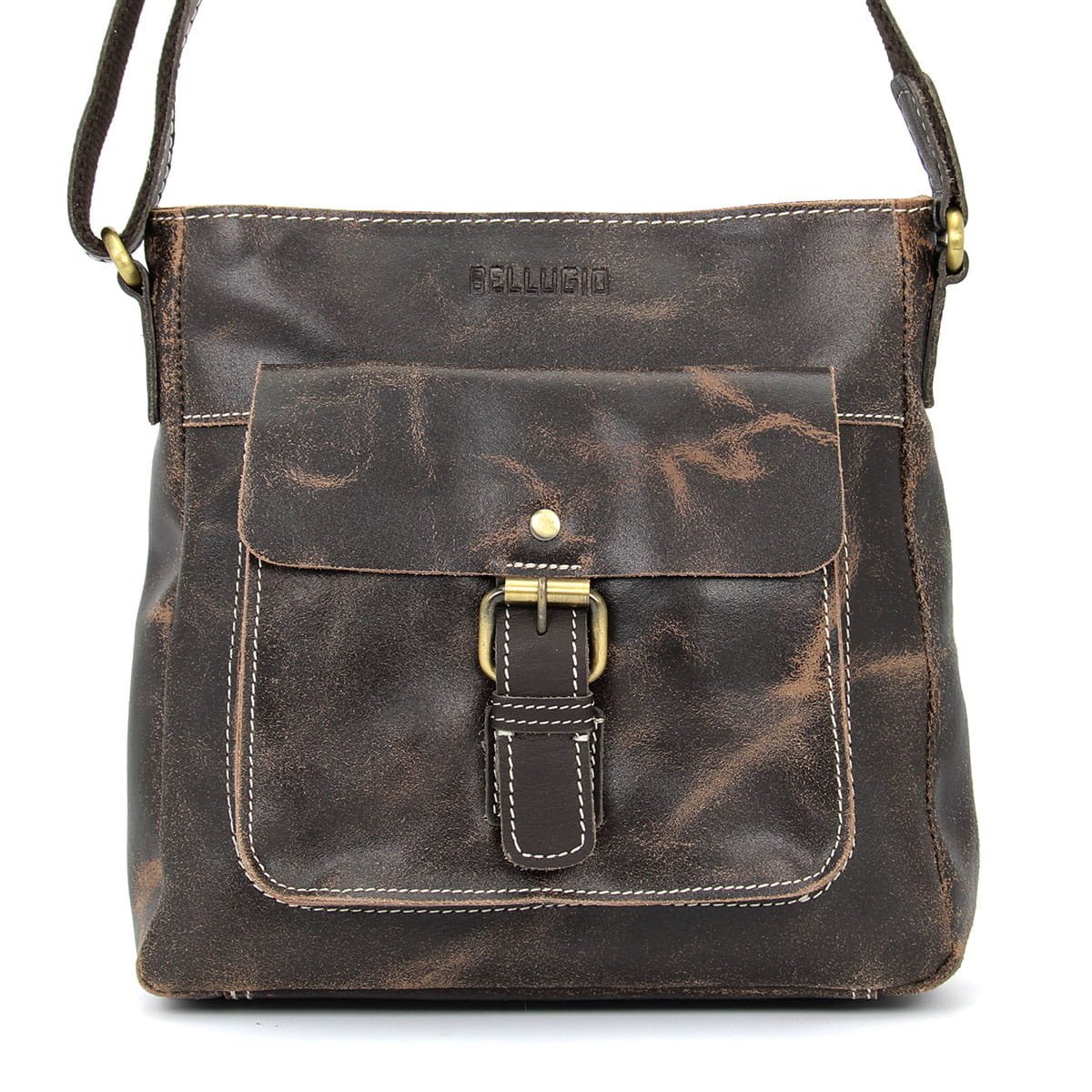 Listonoszka męska skórzana brązowa Bellugio brązowa