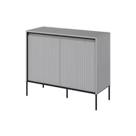 Komody - Komoda TR-02 Ryflowana z Oświetleniem Szara / Frez Półkole Trend Lenart Szary, Czarny - miniaturka - grafika 1