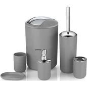 Akcesoria łazienkowe - Zestaw akcesoriów łazienkowych GOCKOWIAK Flores Szary - miniaturka - grafika 1