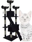 Drapaki dla kotów - Drapak/Drzewko dla kota Czarny 170cm Domek z Legowiskiem i słupkami z sizalu - miniaturka - grafika 1