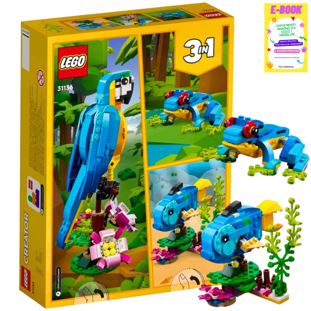 Lego Papuga - Creator 3W1 Egzotyczna Papuga - Klocki Prezent + Ebook