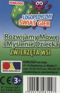 Komlogo Komlogo, karty logopedyczne, Rozwijamy mowę i myślenie dziecka, Zwierzęta wsi - Gry karciane - miniaturka - grafika 1