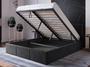 Łóżko tapicerowane z pojemnikiem 180x200 TOP line 7 Velvet Czarny - Łóżka - miniaturka - grafika 1