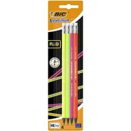Przybory szkolne - Ołówek Z Gumką Bic Evolution Fluo 650 Hb Blister 4Szt - miniaturka - grafika 1