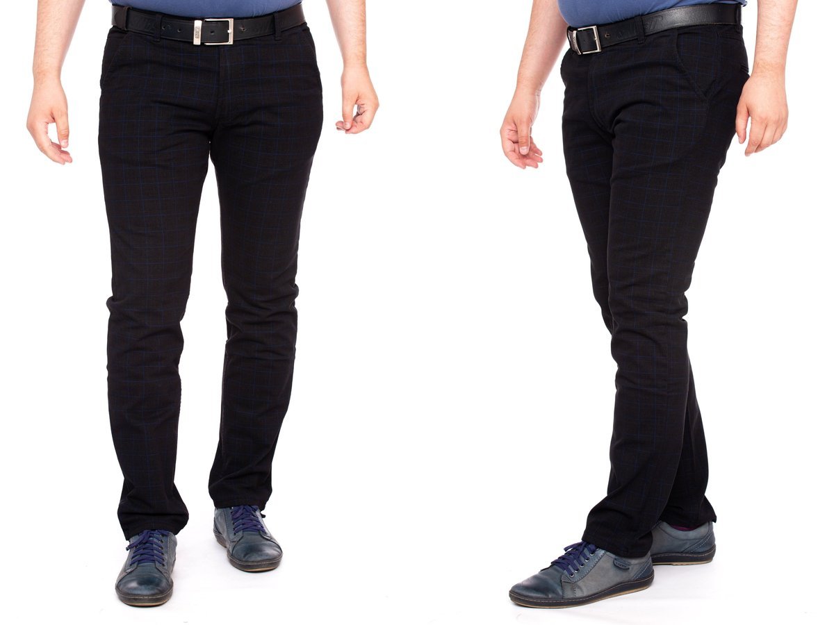 SPODNIE MĘSKIE CHINOSY W KRATĘ PL LOGAN 92cm/L30