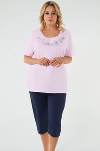 Piżama Italian Fashion Zarita kr.r. sp.3/4 róż/granat - Piżamy damskie - miniaturka - grafika 1