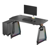 Biurka - ULTRADESK Biurko dla gracza BOOSTER, 136x70,5 cm, 75 cm, podświetlenie RGB, uchwyt na słuchawki i napój - miniaturka - grafika 1