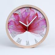 Zegary - Okrągły cichy drewniany zegar różowy kwiat 30, Tulup - miniaturka - grafika 1