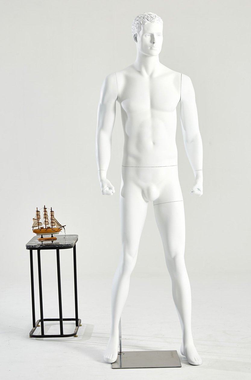 M26-6 biały mężczyzna Eurotondisplay w pełni uformowana głowa Męski manekin stojący czarny lub biały matowy szykowny i elegancki