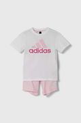 Dresy i komplety dla dziewczynek - adidas komplet bawełniany dziecięcy kolor różowy - miniaturka - grafika 1