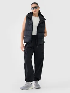 Damskie spodnie tkaninowe casual 4F 4FRSS25TTROF1372 - czarne - Spodnie damskie - miniaturka - grafika 1