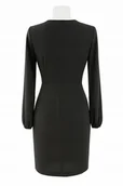 Sukienki - Sisley sukienka czarna elegancka kopertowa klamra S 36 nowa - miniaturka - grafika 1