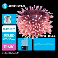 Oświetlenie świąteczne - Lampki choinkowe Aigostar Lampki choinkowea na 3 baterie AA różowe Taśma świetlna płaska na 3 baterie AA - miniaturka - grafika 1