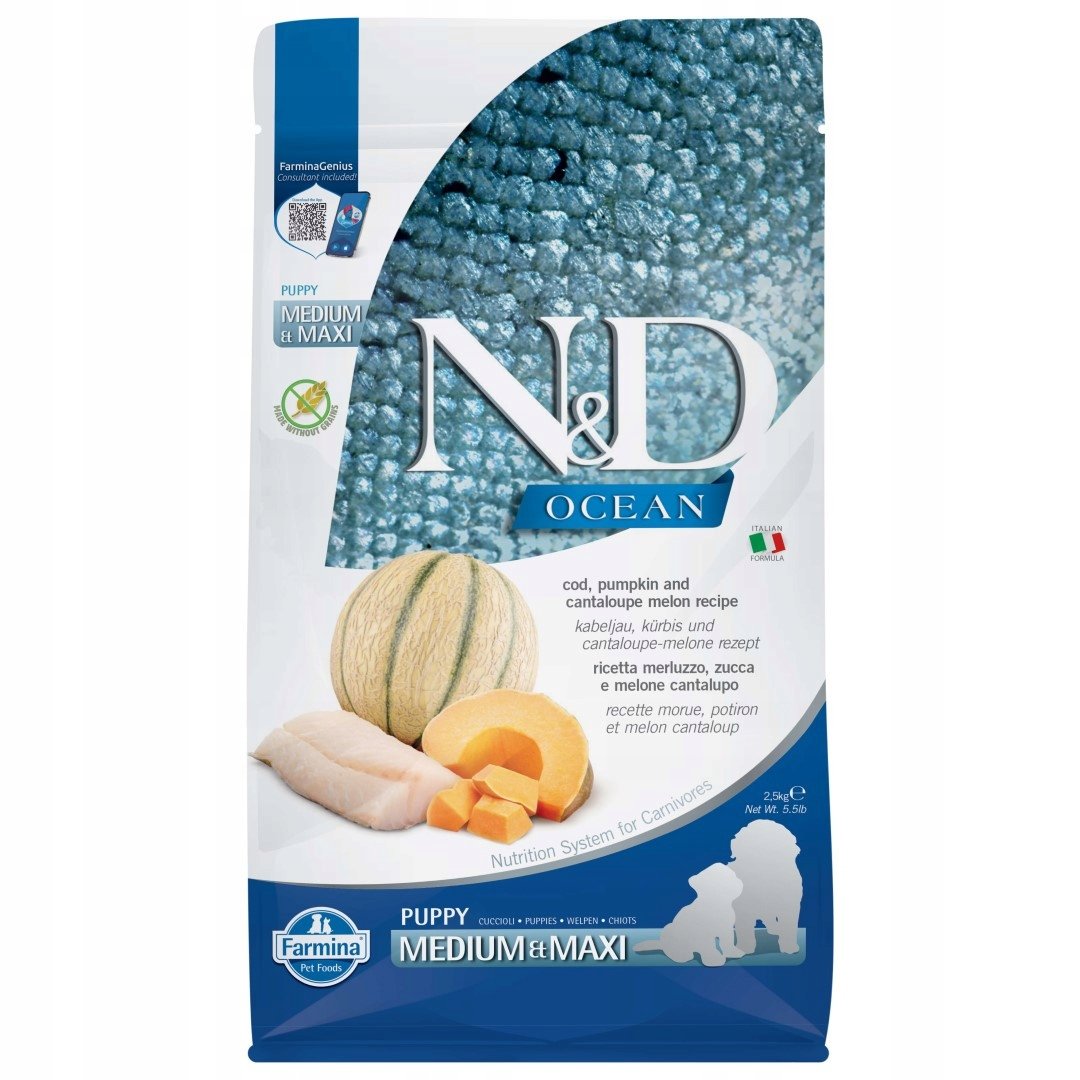 Farmina N&D Ocean Dog Puppy Medium & Maxi cod pumpkin & cantaloupe melon 2.5 kg