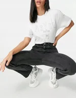 Spodnie damskie - Asyou Jeansy Damskie Czarne Proste Casual W32 Rnv - miniaturka - grafika 1