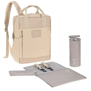 LÄSSIG Plecak Przewijak Plecak Przewijak z przewijakiem, uchwyt na wózek dziecięcy, stojak na butelki Zrównoważony produkt/Vividal Backpack Humus - Plecaki - miniaturka - grafika 1