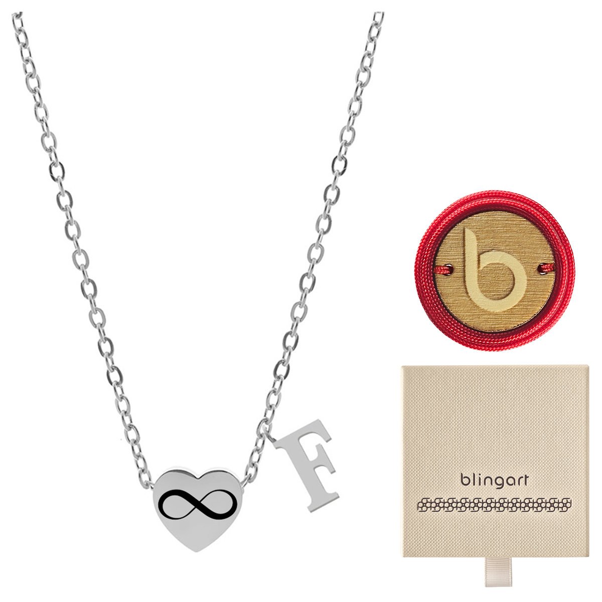 Naszyjnik celebrytka literka F serce stal chirurgiczna BLINGART