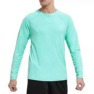 Koszulki męskie - MeetHoo Rashguard męska koszulka z długim rękawem UV UPF 50+, luźna, rozciągliwa, ochrona przed promieniowaniem UV, z długim rękawem, do surfowania, pływania, biegania - grafika 1