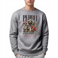 Bluzy męskie - BLUZA MĘSKA Szara Dresowa Na Prezent Viral PEDRO PEDRO Hit Tik Toka Wzory L - miniaturka - grafika 1
