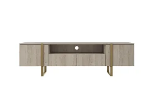 Szafka RTV Verica 200 cm z wnęką - dąb biszkoptowy / złote nóżki - Szafki RTV - miniaturka - grafika 2