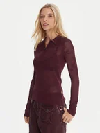 Bluzki damskie - G-Star Raw Bluzka Pointelle D26657-B754 Bordowy Slim Fit - miniaturka - grafika 1