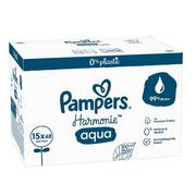 Chusteczki nawilżane - PAMPERS chusteczki nawilżane Harmonie Aqua 15 x 48 szt = 720 chusteczek - miniaturka - grafika 1