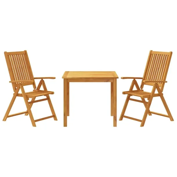 Zestaw Mebli Ogrodowych z Litego Drewna Akacjowego, Stół 85x85x74 cm, Krz