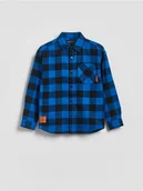 Bluzki dla chłopców - Reserved - Bawełniana koszula w kratę - niebieski - miniaturka - grafika 1