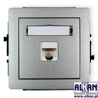 Gniazdka elektryczne - Karlik Gniazdo Komputer Pojedyncze 1xRJ45 kat. 5e 7DGK-1 srebrny metalik - miniaturka - grafika 1