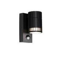 Lampy ogrodowe - QAZQA Designerska lampa ścienna zewnętrzna czarna z czujnikiem ruchu IP44 - Boris - miniaturka - grafika 1