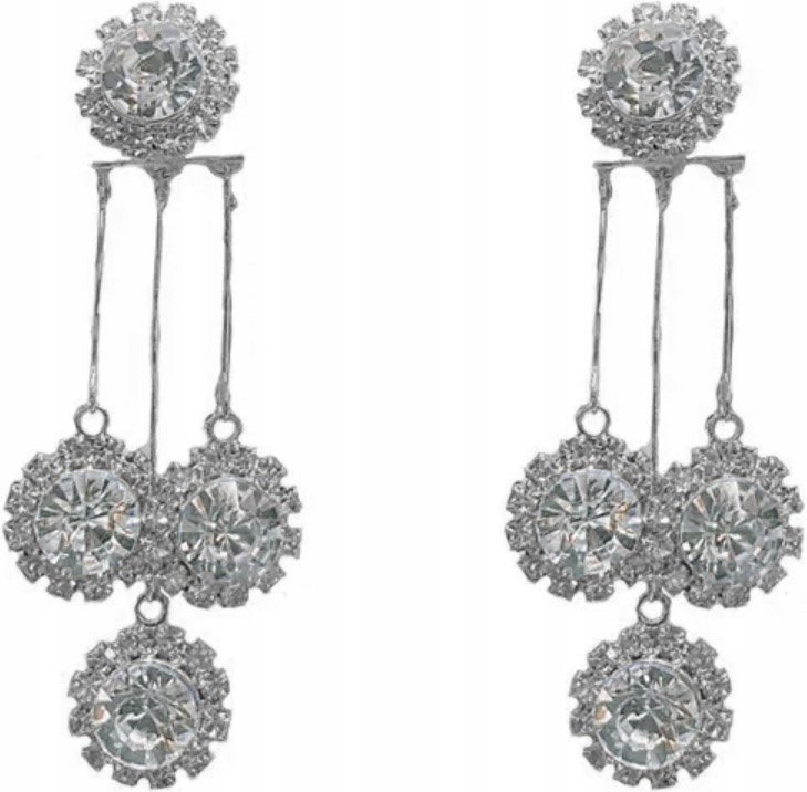 Eleganckie Kolczyki z Cyrkoniami Brylanty Sztyft Modne Stylowe Posrebrzane